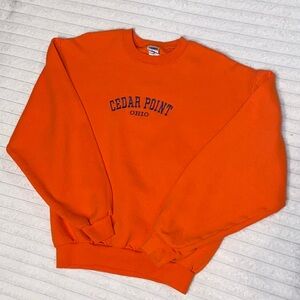 jerzees orange cedar point ohio crewneck - size medium
